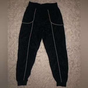 Fashion Nova Black Ruched Jogger Parachute with White Accents